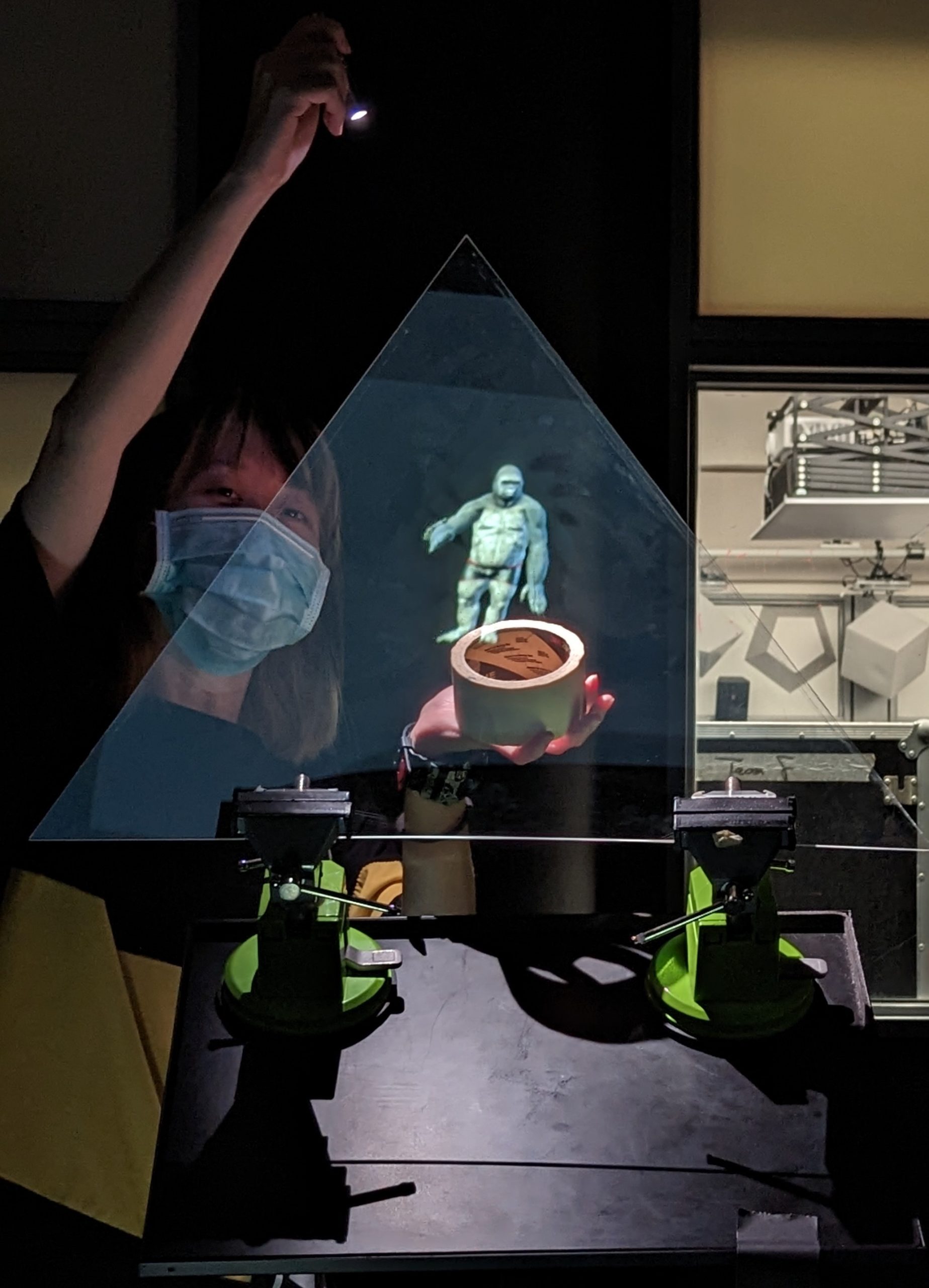 Creating pepper's ghost mirage as light achieving critical angle.